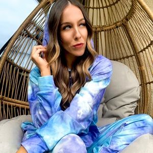 Tie-dye Drawstring Hoodie & Pant Set